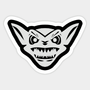 Angry White Gremlin Face Sticker